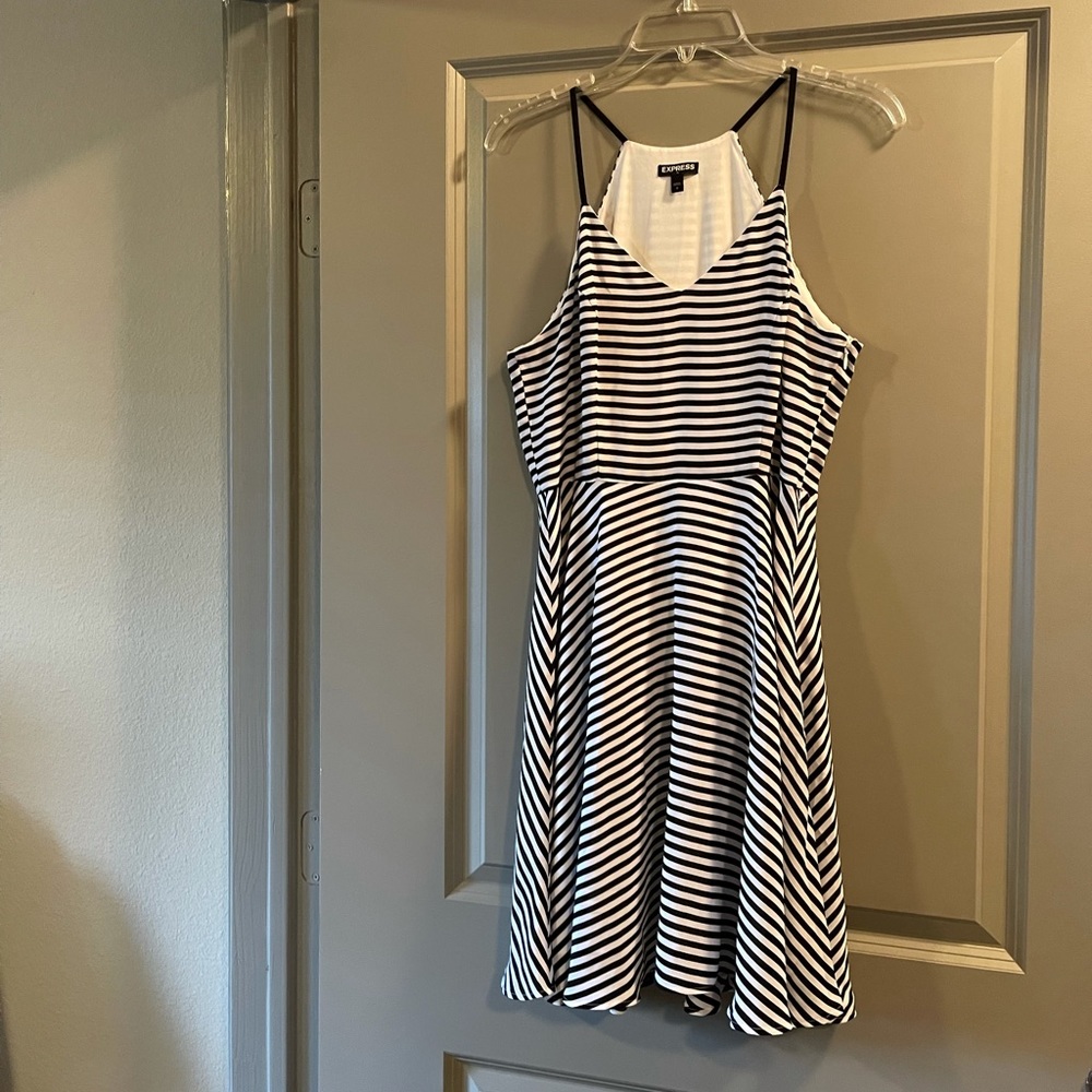Black and white striped Express dress size 8
